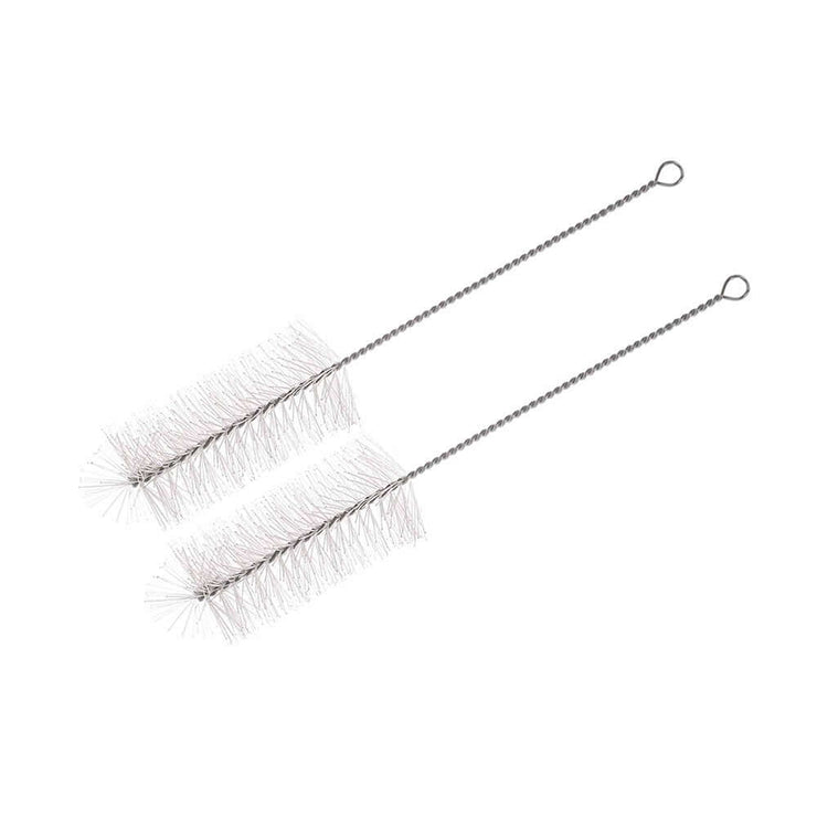 Brush with hard nylon bristles on twisted G.I. wire, suitable for cleaning test tubes, overall length 250 mm.